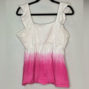 Womens Swing Square-Neck Babydoll Tank Lane Bryant Cream Pink 18-20